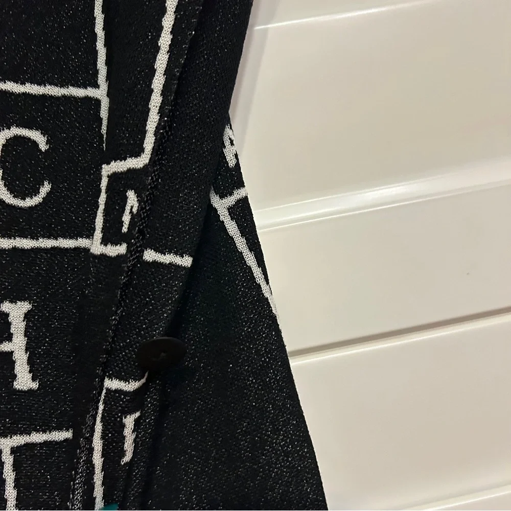 Sarah Pacini Periodic Table Design Tunic Sweater Black White Size Medium - Picture 4 of 5